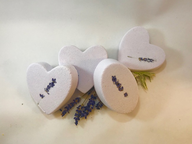 Lavender Sage Bath Bombe - Heart-shaped